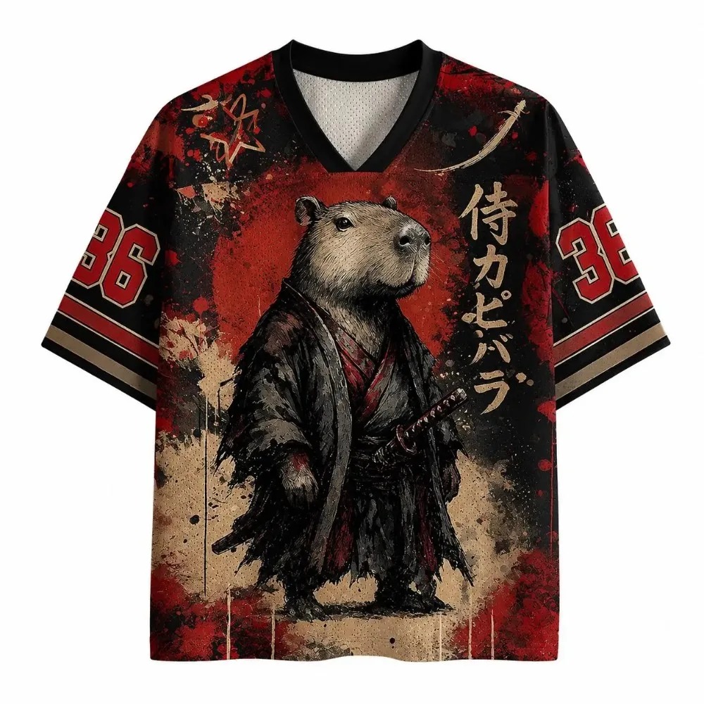 Men'S Fashion V Neck T Shirts - T-shirts imprimés 3D Capybara Samurai Dark