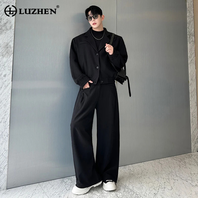 Men'S Fashion Loose Pants - Veste décontractée à col blazer LUZHEN