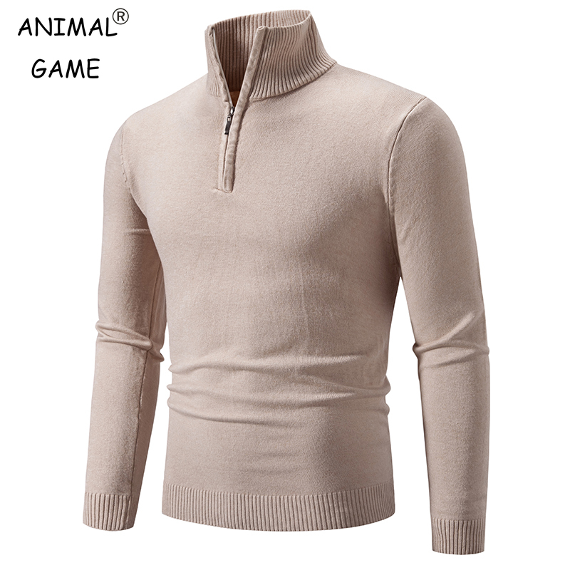 Turtleneck Sweater Men - Nouveau pull pour hommes demi fermeture