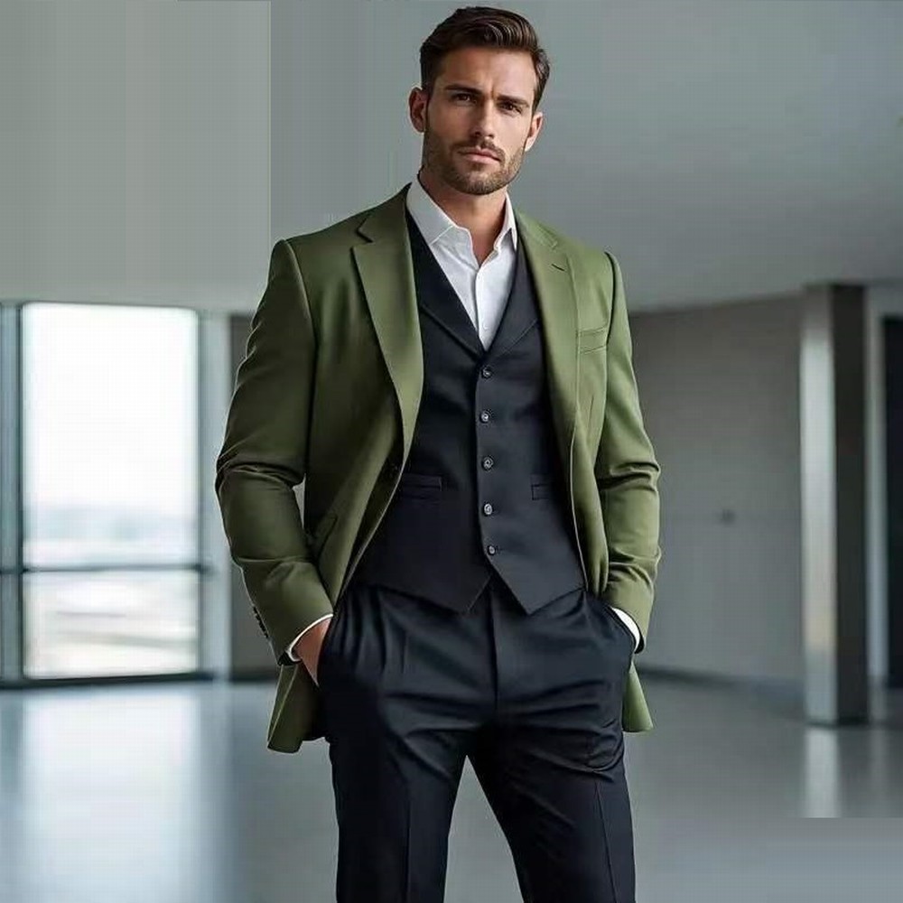 Jacket Mens Fashion - Costume de cérémonie pour homme vert
