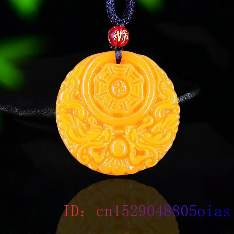 Men'S Fashion Necklaces - Pendentif Dragon Jade jaune pour hommes,