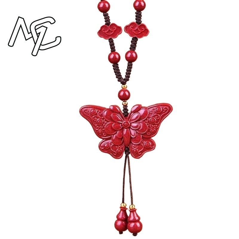 Men'S Fashion Necklaces - Collier pendentif papillon en Jade cinabre