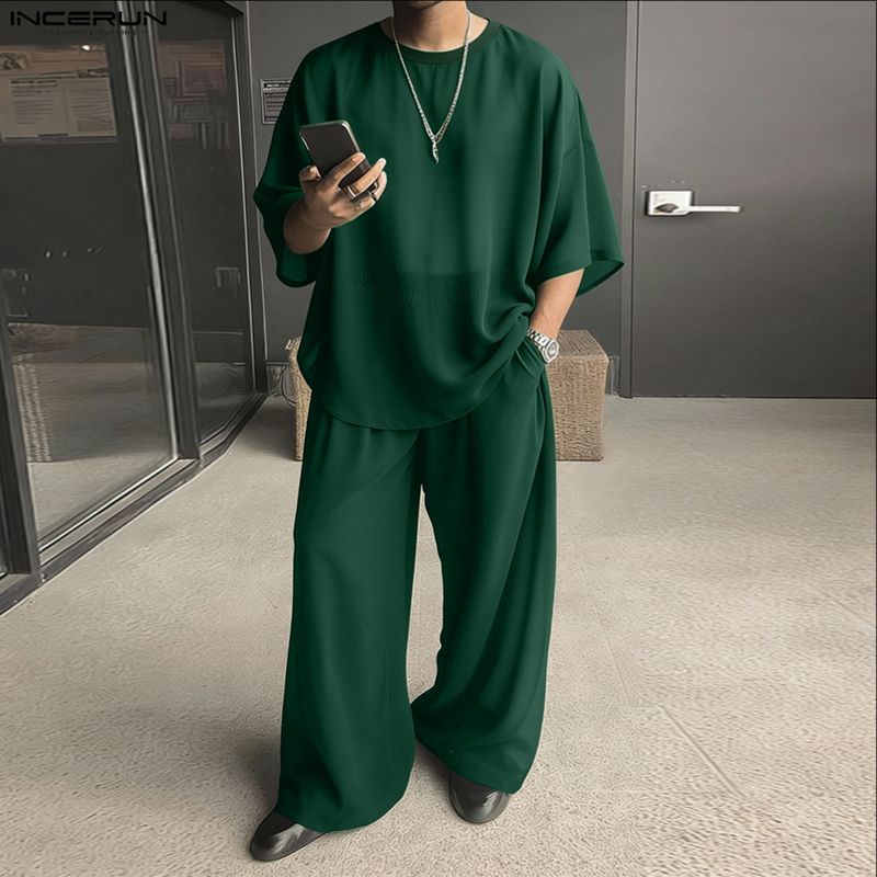 Men'S Fashion Loose Pants - Ensembles INCERUN pour hommes – T-shirt