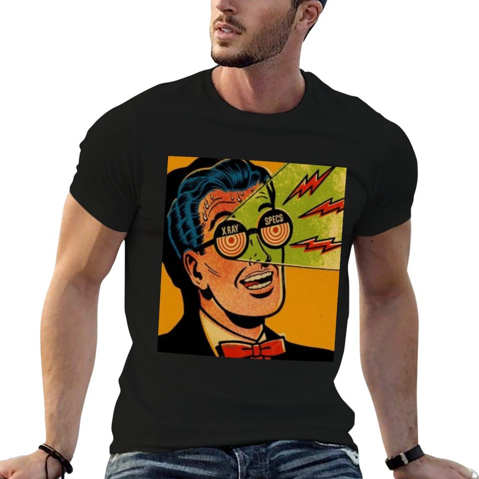 1950S Fashion Men'S - T-shirt vintage avec motif de lunettes