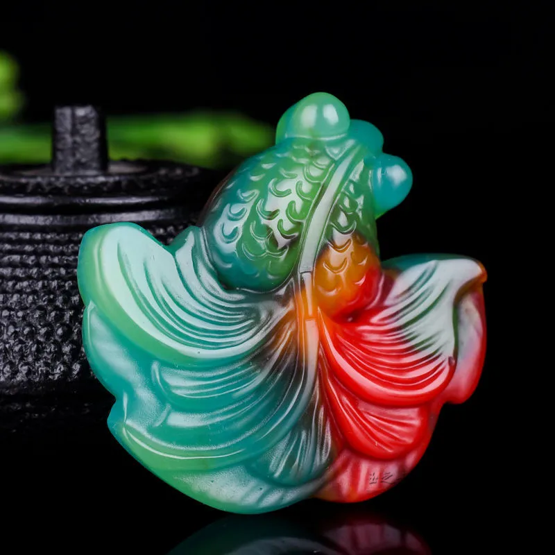 Men'S Fashion Necklaces - Collier en Jade avec pendentif poisson