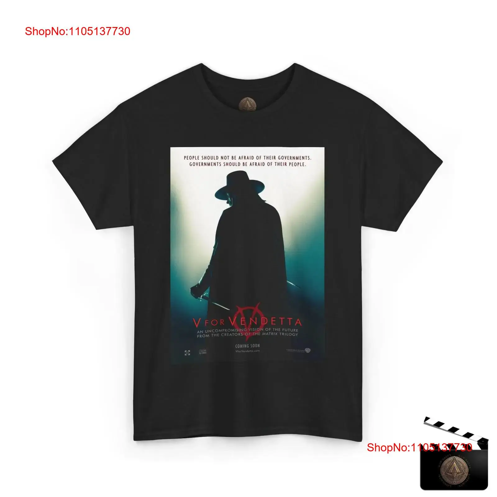 V pour Vendetta rétro affiche  - Men'S Fashion V Neck T Shirts avis et prix