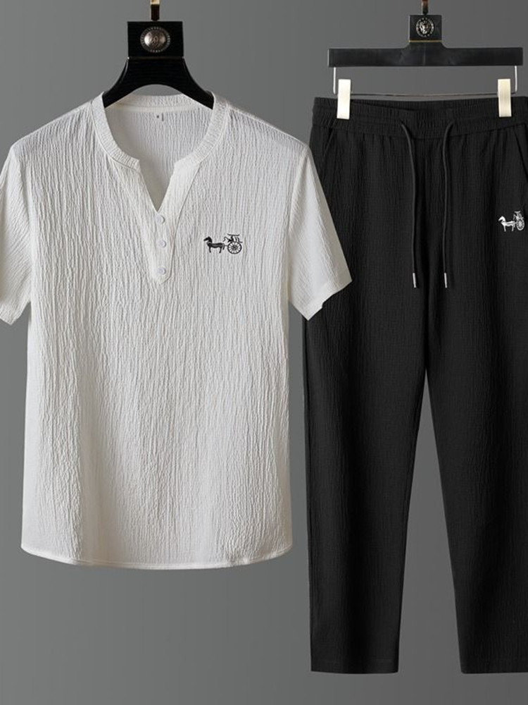 Nouvel ensemble tendance d'été - Men'S Fashion V Neck T Shirts avis et prix